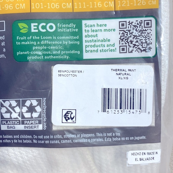 NWT Fruit of the Loom Mens Thermal Bottom Dual Defense Waffle Knit Pants Size XL - Picture 7 of 14